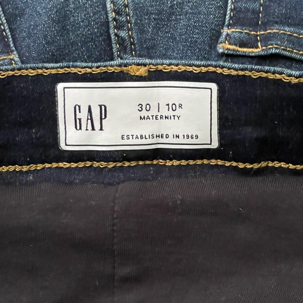 GAP Maternity True Waistband Full Panel Cheeky Straight Jeans Dark Wash Size 30R - Picture 5 of 7